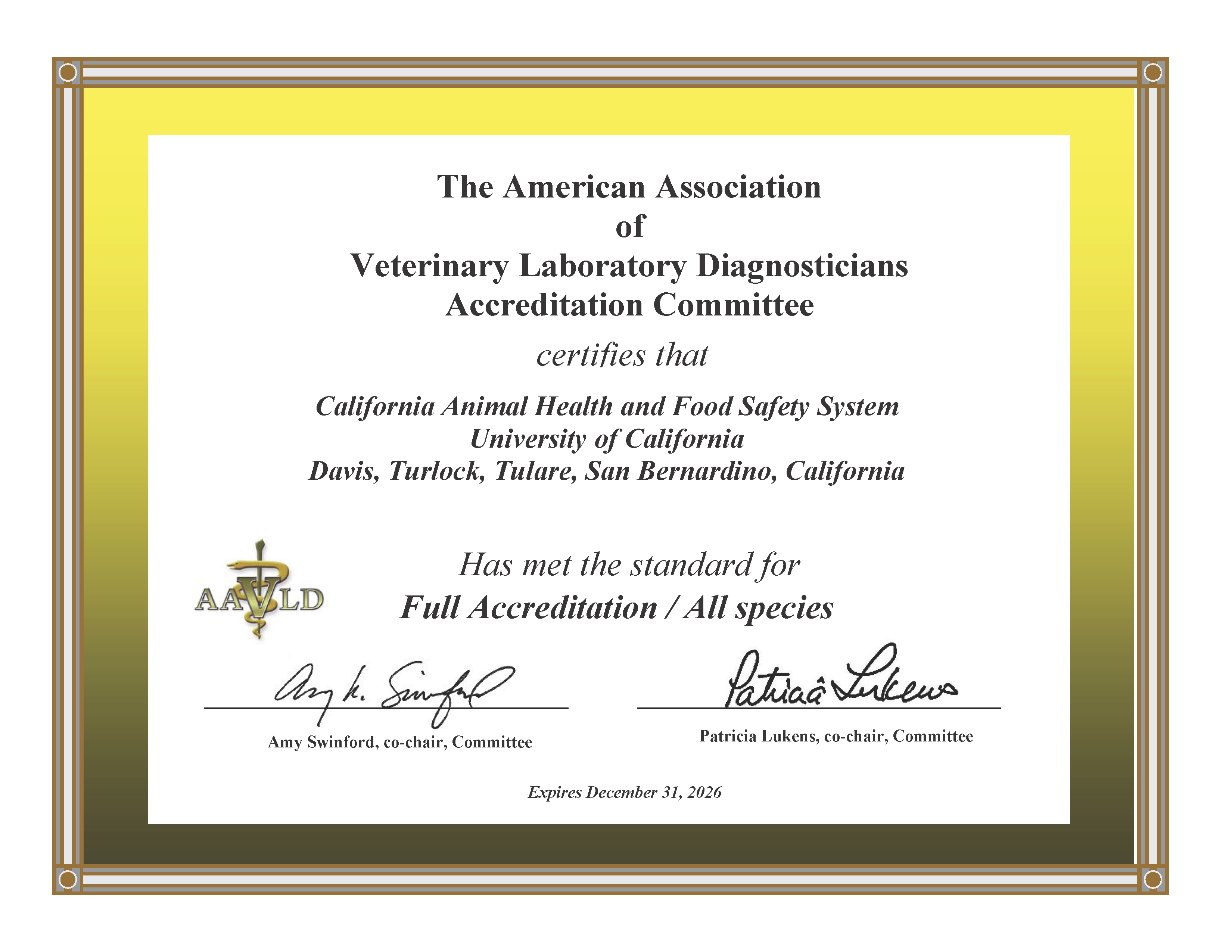 Accreditation Certificate California 2022-2026