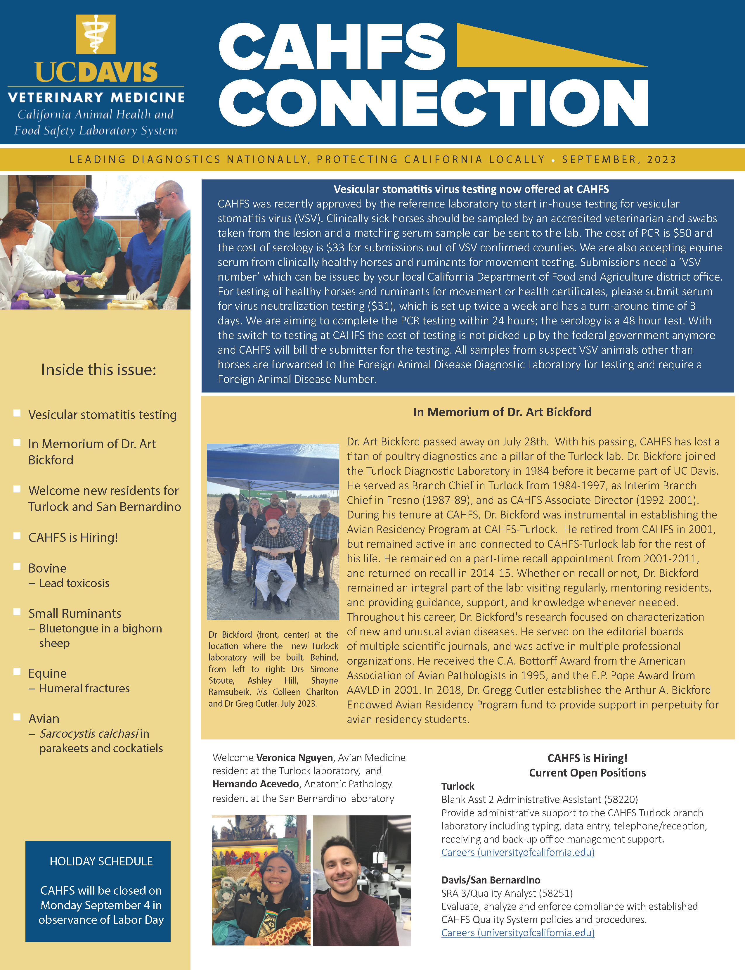 CAHFS Connection Newsletter September 2023
